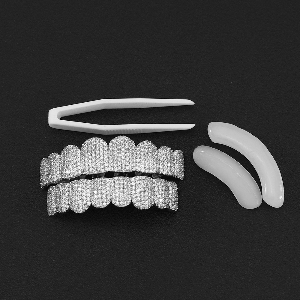 Teeth Whitening Moulds - Srebrzone, w pełni wysadzane cyrkoniami CZ